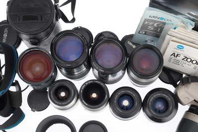 Lot 72 - A Selection of Minolta Lenses and Cameras