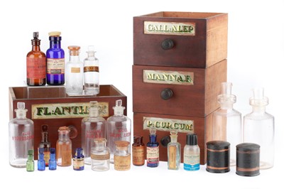 Lot 684 - Collection of Chemists Poison Bottles & Drawers