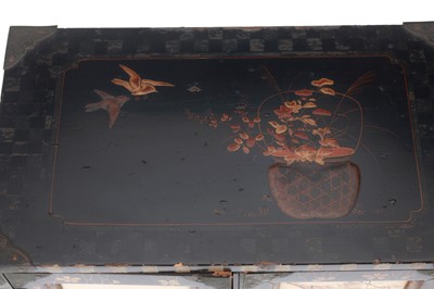 Lot 521 - Small Japanese Black Lacquer and Ceramic Cabinet