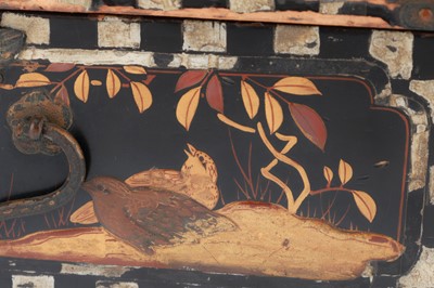 Lot 521 - Small Japanese Black Lacquer and Ceramic Cabinet