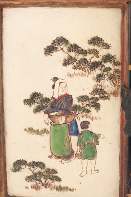 Lot 521 - Small Japanese Black Lacquer and Ceramic Cabinet