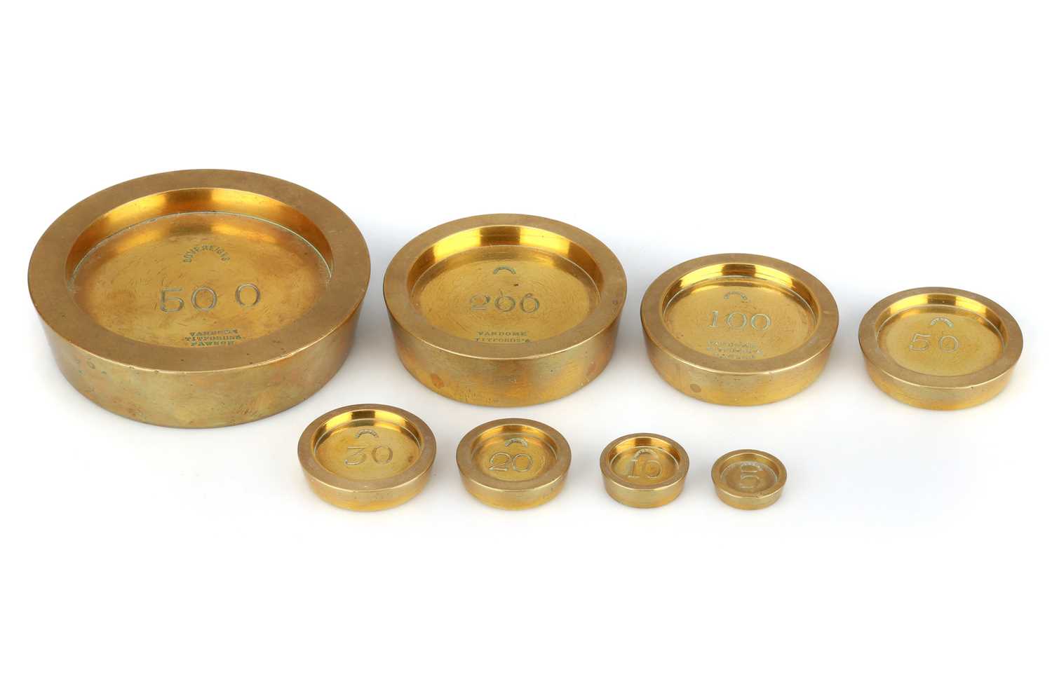 Lot 326 - Group of brass Circular Nesting Sovereign