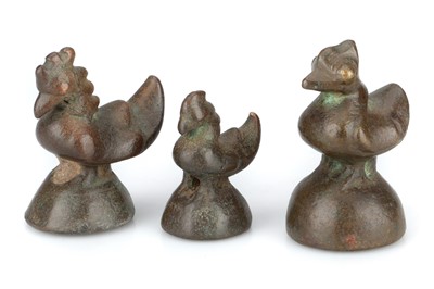 Lot 330 - Bronze 'Opium' Weights in the Form of Stylised Chickens