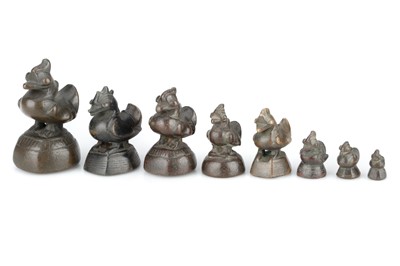 Lot 331 - Bronze 'Opium' Weights in the Form of Stylised Chickens