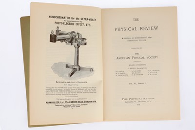 Lot 473 - Wick, Frances G. & Louise S. McDowell, A Preliminary Study of the Luminescence of the Uranyl Salts under Cathode Ray Excitation