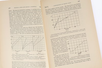 Lot 473 - Wick, Frances G. & Louise S. McDowell, A Preliminary Study of the Luminescence of the Uranyl Salts under Cathode Ray Excitation