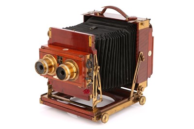 Lot 461 - A Thornton Pickard Royal Ruby Triple Extension Stereo Half Plate Mahogany Field Camera