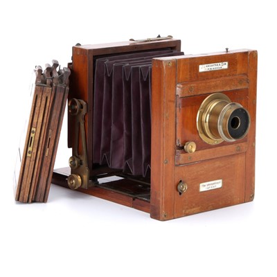 Lot 239 - A J. Lancaster & Son 'The International' Patent Quarter Plate Mahogany Tailboard Camera