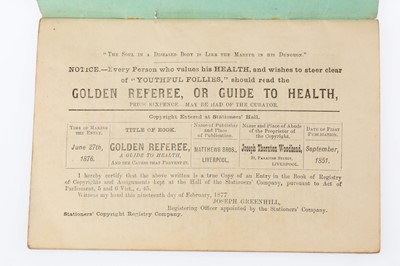 Lot 435 - [Woodhead, Joseph]. Catalogue or Guide to the Liverpool Museum of Anatomy