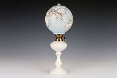 Lot 67 - An Illuminated Terrestrial Glass Globe Oil Lamp