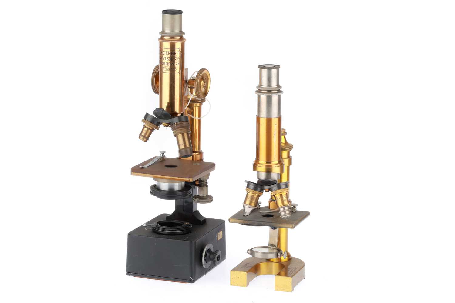 Lot 493 - 2 Brass Microscopes by Reichers
