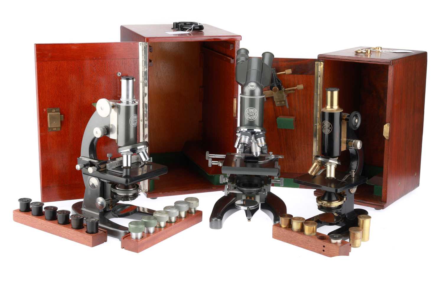 Lot 622 - Collection of 3 Baker Microscopes,