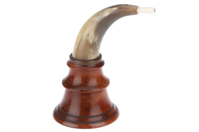 Lot 303 - A treen and horn Ear Trumpet Hearing Aid