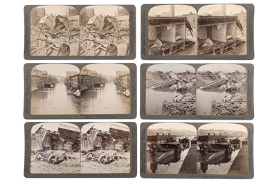 Lot 100 - Collection of 24 Stereo Cards American Floods & Fires
