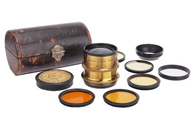 Lot 475 - A Carl Zeiss Jena Protarlinse 480mm Casket Brass Lens Set