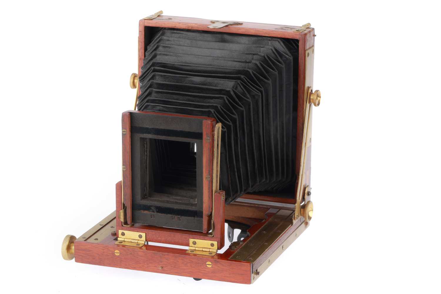 Lot 198 - A Mahogany and Brass Quarter Plate Camera,