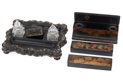Lot 350 - Japanese Lacquer Ware Desk Pen Holders