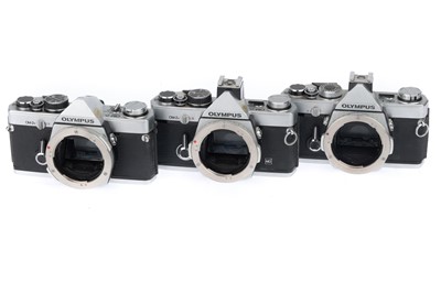Lot 241 - A Group of Silver Olympus OM 35mm Camera Bodies