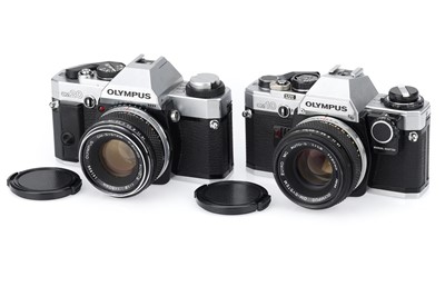 Lot 229 - A Pair of Olympus OM-series 35mm SLR Cameras