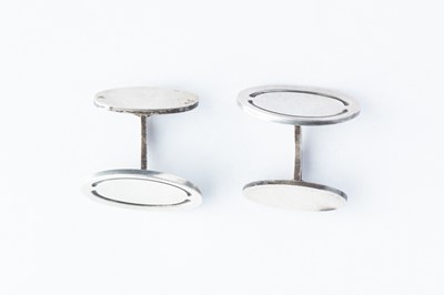 Lot 41 - A Pair of Georg Jensen Silver Dished Oval Form Cufflinks