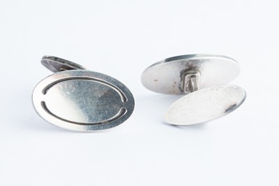 Lot 41 - A Pair of Georg Jensen Silver Dished Oval Form Cufflinks