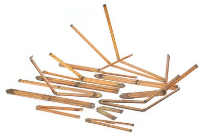 Lot 667 - Collection of 12 Boxwood & Brass Engineers Folding Rules