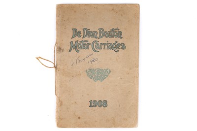 Lot 715 - Book - De Dion Bouton Motor Carriage Catalogue, 1908