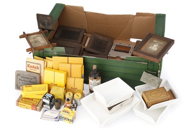 Lot 558 - @ A Selection of Early Contact Printing Frames & Ceramic Darkroom Trays