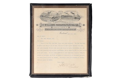 Lot 611 - Original Framed Letter From William Manufacturing Company