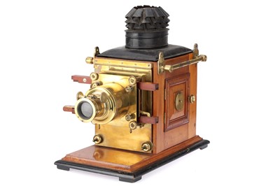 Lot 598 - Brass & Mahogany Magic Lantern
