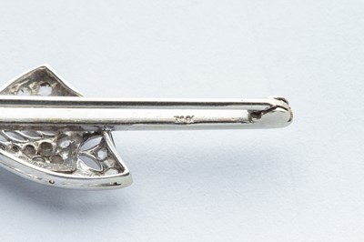 Lot 62 - A 18ct White Gold Diamond Set Bow Bar Brooch