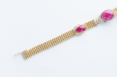 Lot 79 - A Gold Pink Ruby & Diamond Bracelet