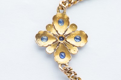 Lot 87 - A Victorian Gold Sapphire & Seed Pearl Bracelet