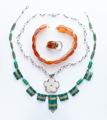 Lot 98 - A Mixed Collection of Jade & Amber Jewellery