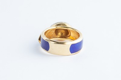 Lot 63 - A Fine French 18ct Gold Diamond & Enamel Ring