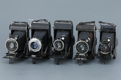 Lot 703 - A Selection of Five Voigtlander Folding Cameras