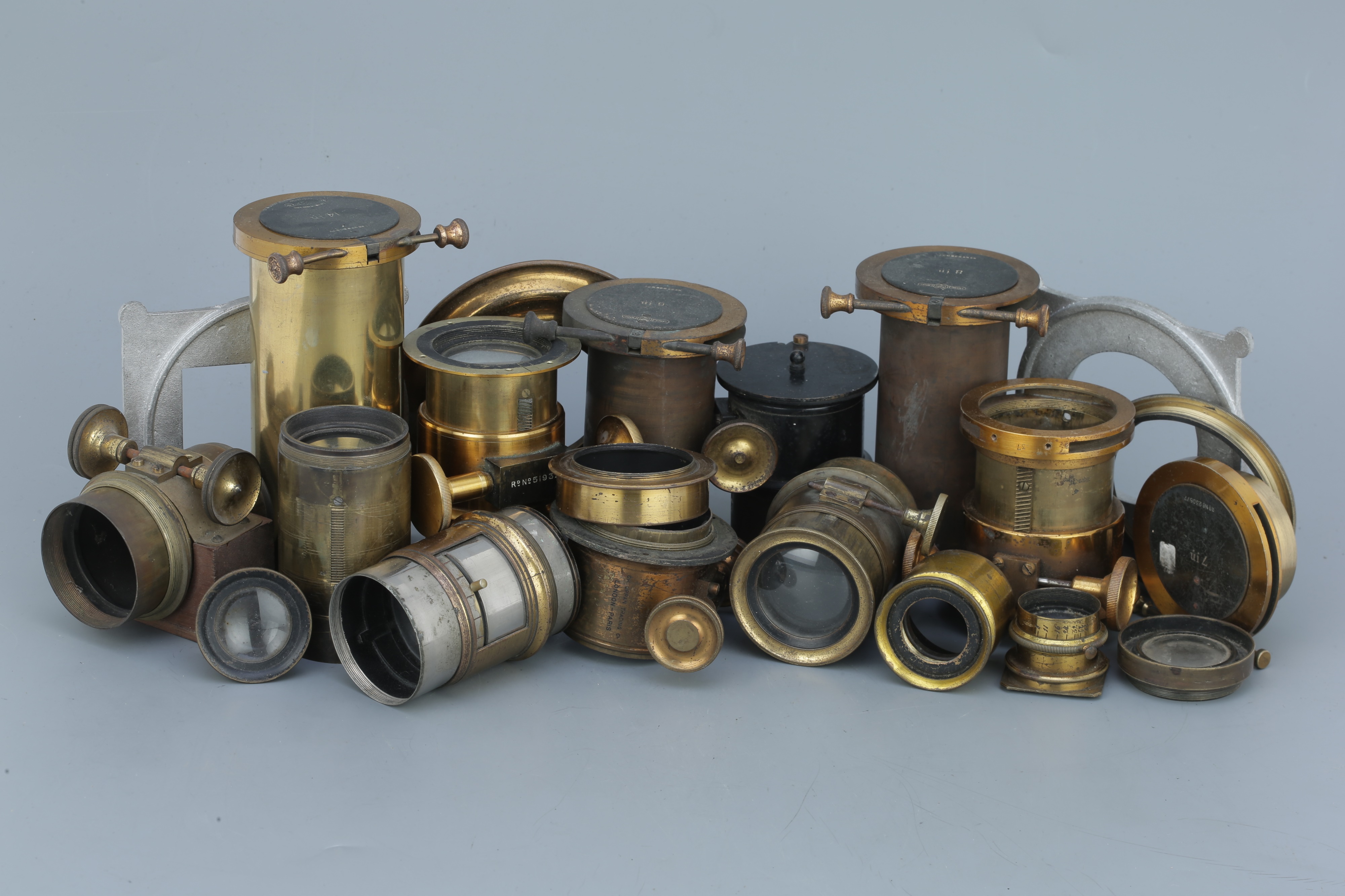 Lot 635 - A Selection of Various Brass Lens Parts,