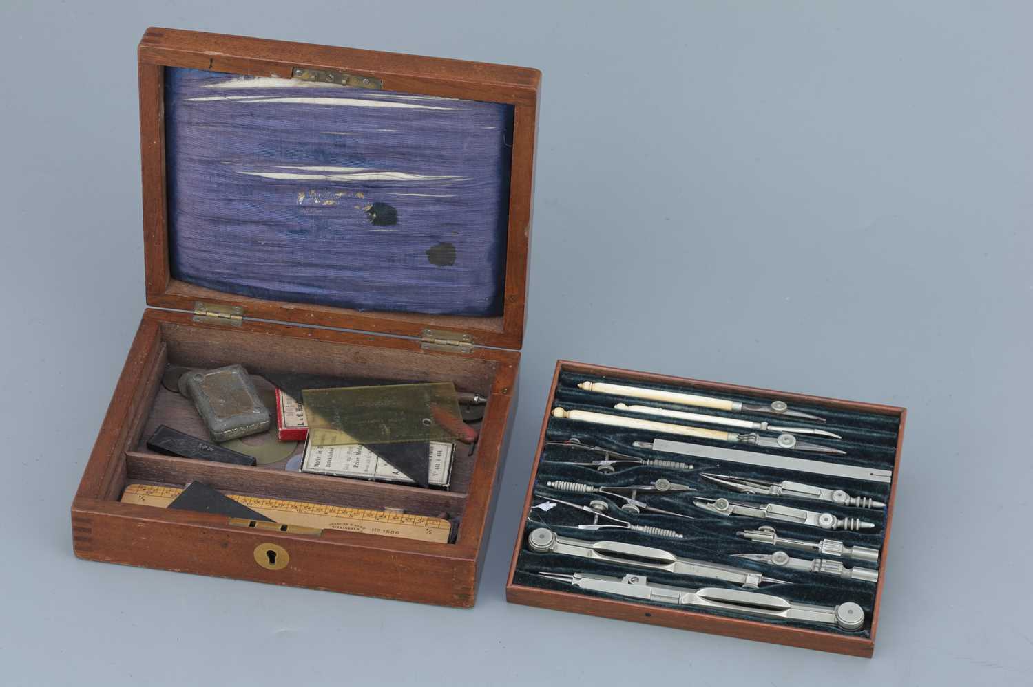 Silver Drawing Instruments Lot 49 - German Silver Drawing Instruments By Stanley,
