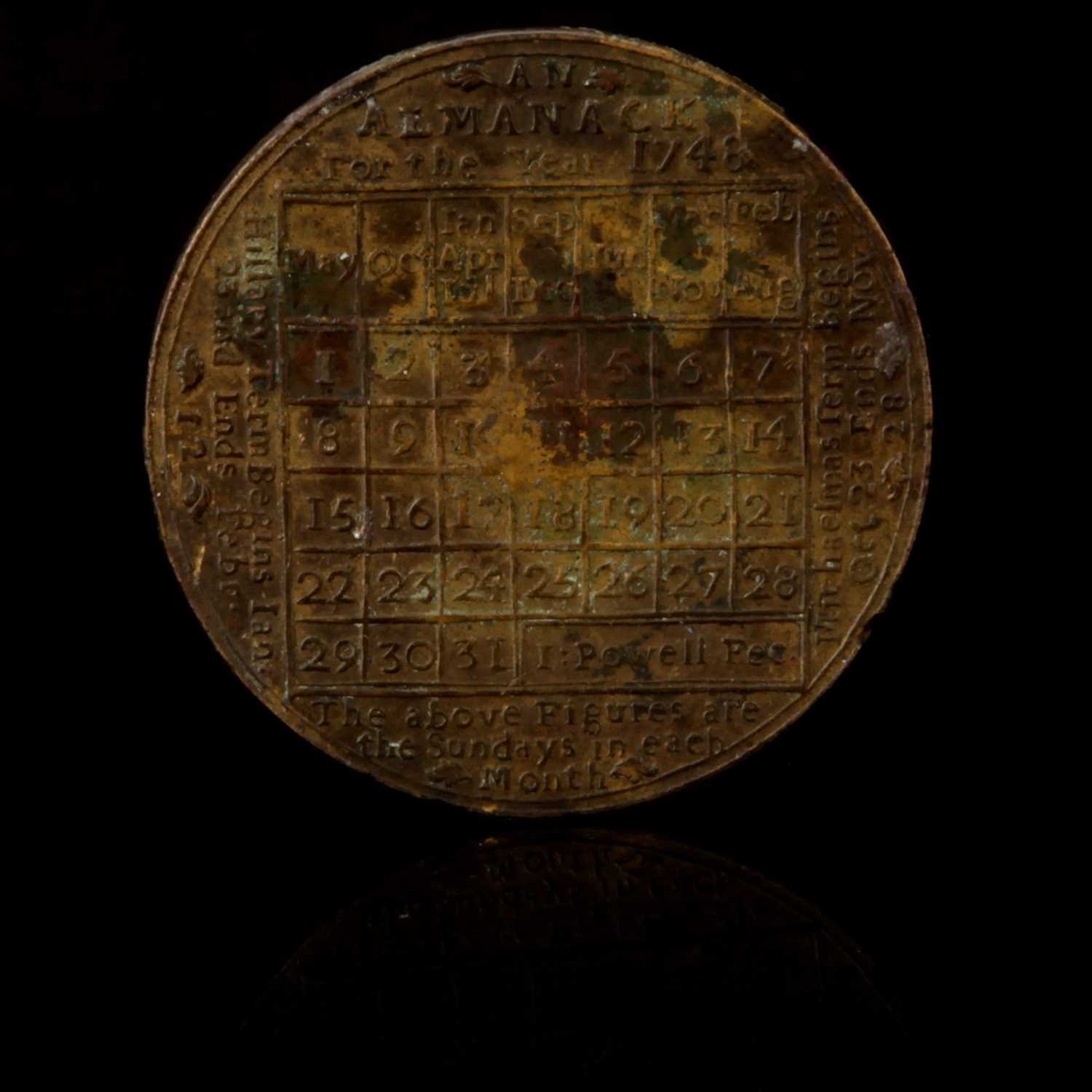 Lot 149 Six 18th Century Calendar Medals,
