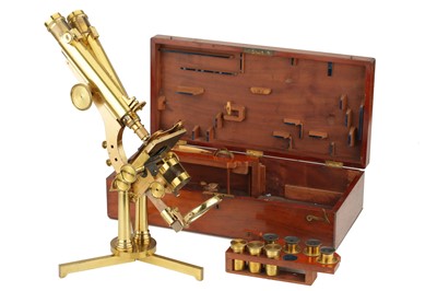 Lot 400 - A Smith & Beck Best No.1 Portable Binocular Microscope