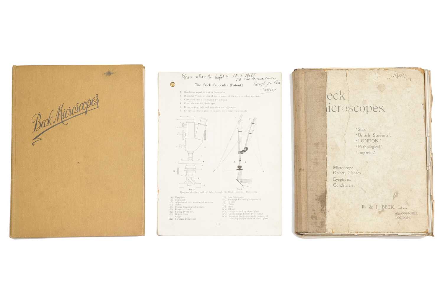 Lot 406 - Collection of Beck Microscope Catalogues 1904 - 1963