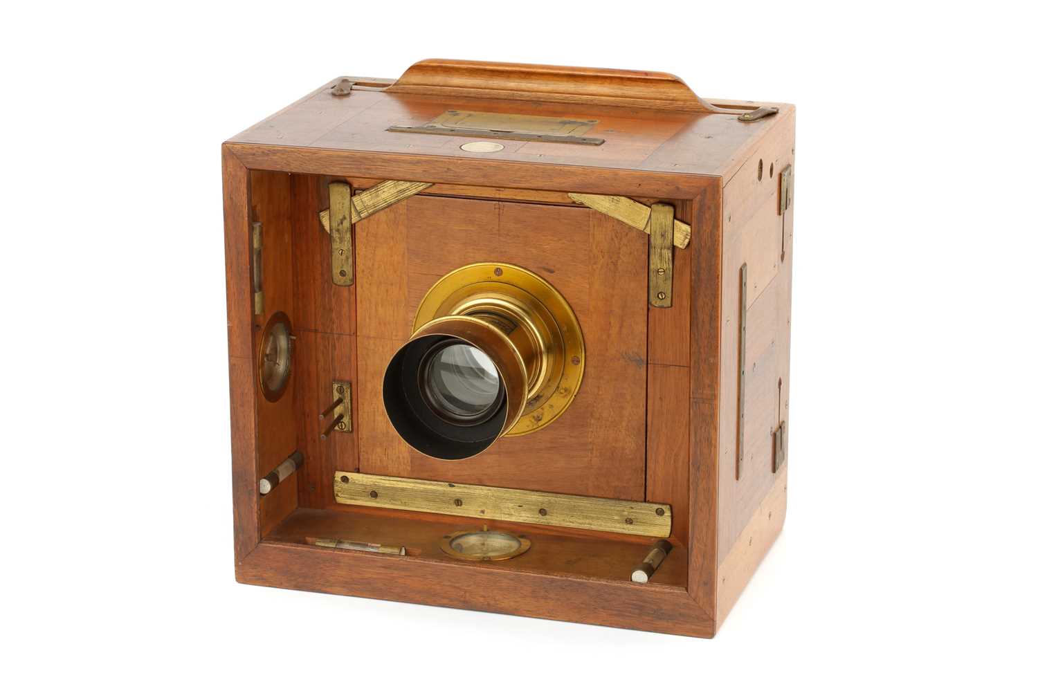 Lot 314 - An Unusual French Brass & Mahogany Survey Camera