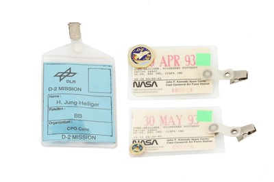 Lot 464 - D-2 Spacelab Mission NASA Staff Pass & Pins