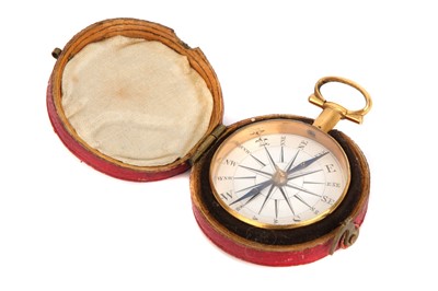 Lot 171 - An English Gilt-Brass & Enamel Compass
