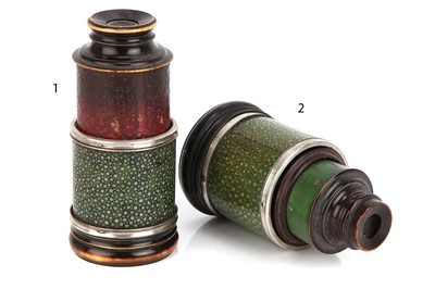 Lot 205 - Two 18th Century Silver & Shagreen Monoculars