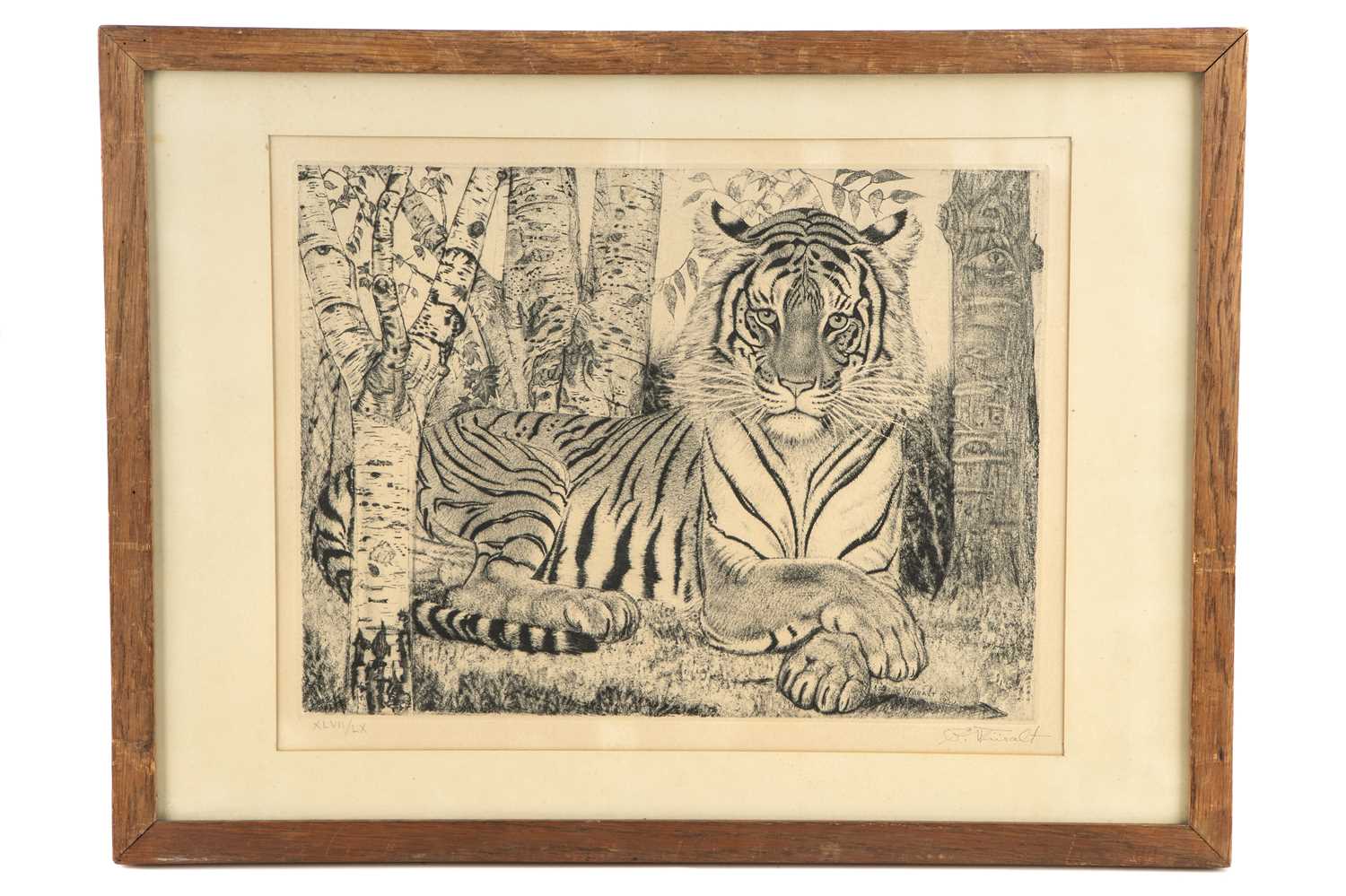 Lot 50 - Eduard Wiiralt (Estonian, 1898-1954) Lamav Tiger (Reclining Tiger) 1937 signed