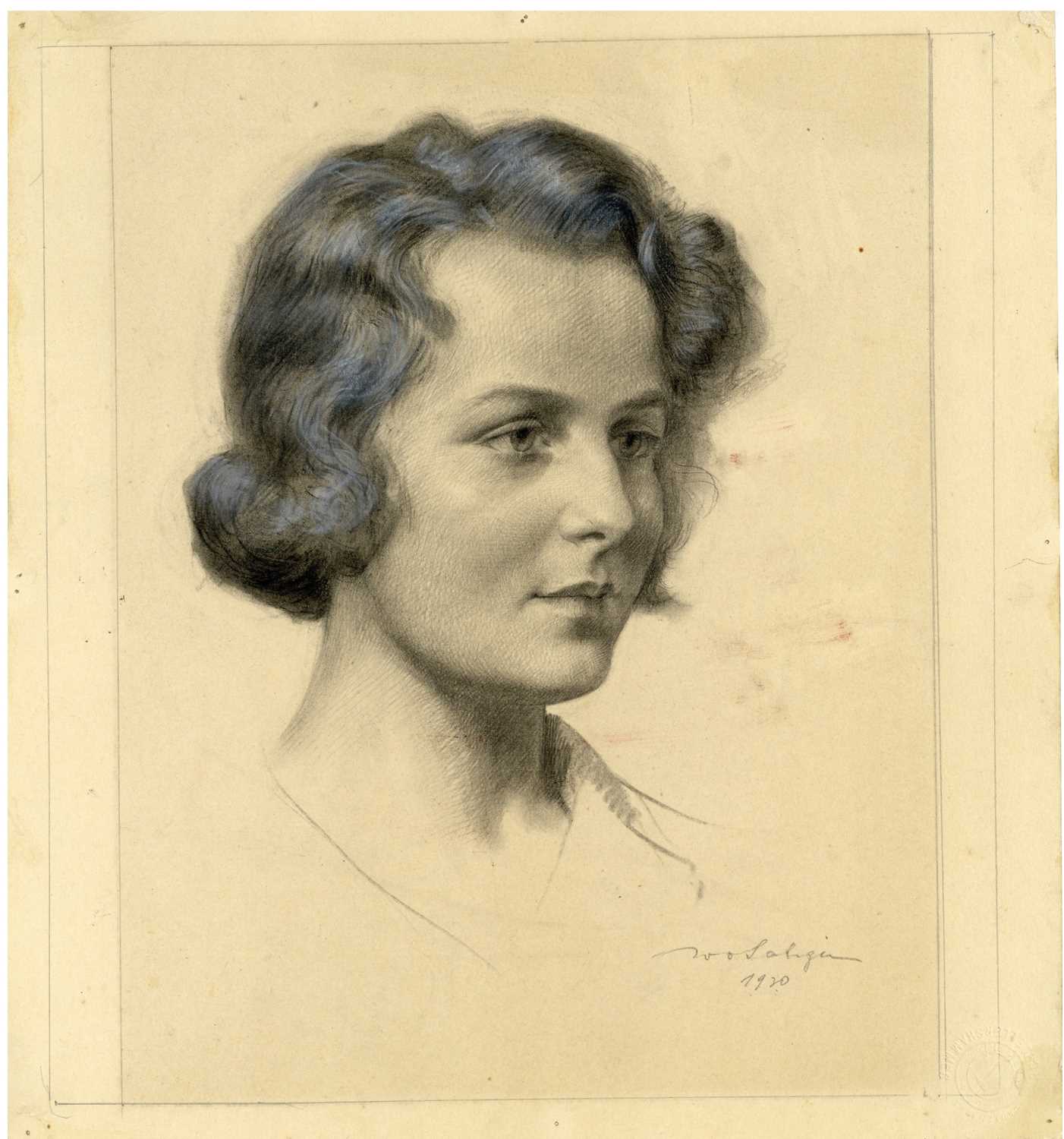 Lot 46 - A Pencil drawing of a Young Woman