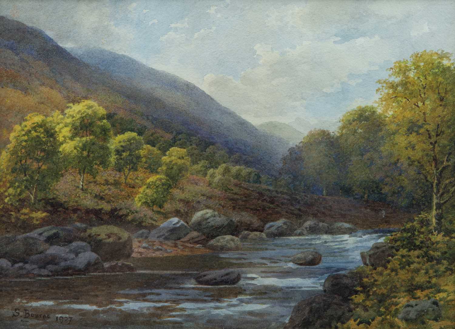Lot 53 - A Highland River, Watercolour  by Samuel Bourne (1834-1912)