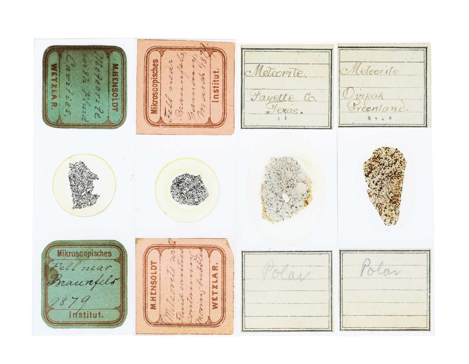 Lot 401 - Collection of Four Rare Meteorite Microscope Slides
